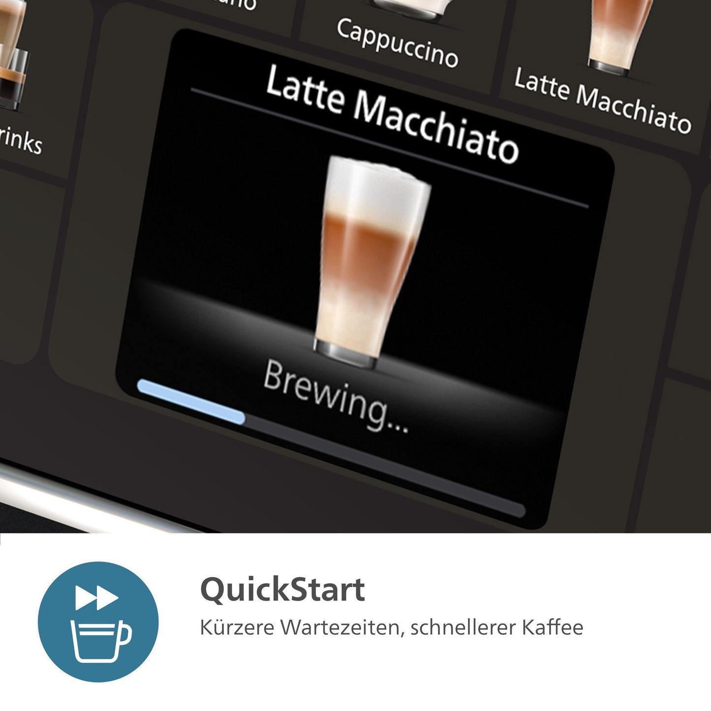 Kaffeevollautomat EP5547/90 5500 Series, 20 Kaffeespezialitäten (heiß oder eisgekühlt), LatteGo-Milchsystem, SilentBrew Technologie, Schwarz Verchromt 15 Bar